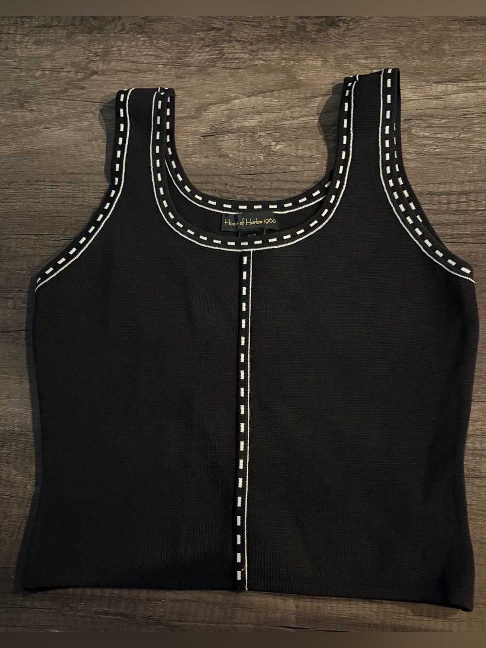 House of Harlow 1960 Black Tank with White Contrast Trim